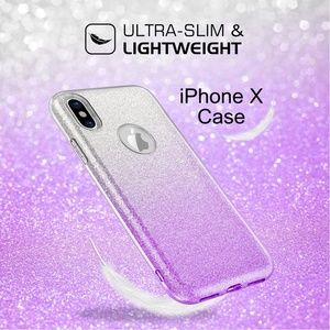 iPhone X Case - 2 Tone Sparkle Purple & Silver